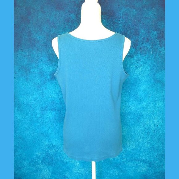 Lane Bryant Turquoise Ribbed Tank Lace Neck 14/16 - Picture 5 of 8